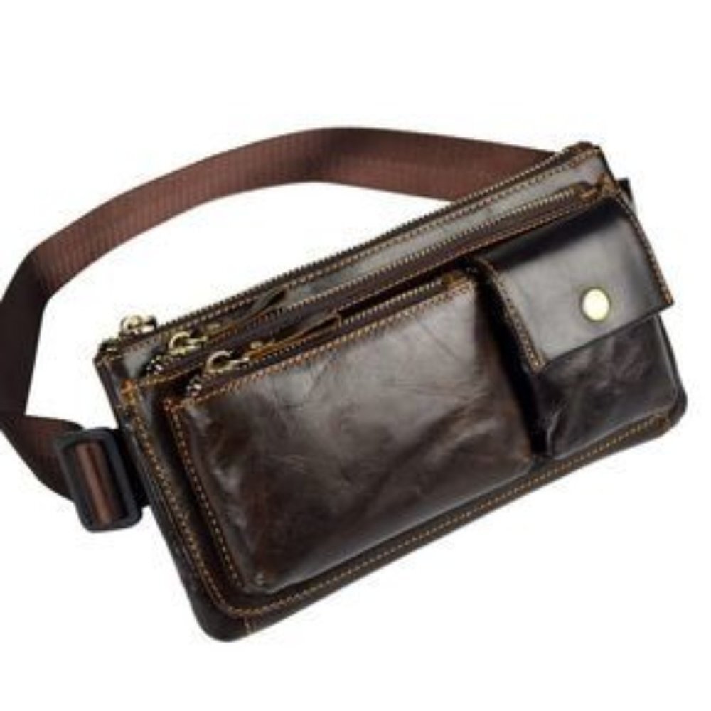 New Vintage Look Leather Waist Bag Brown​